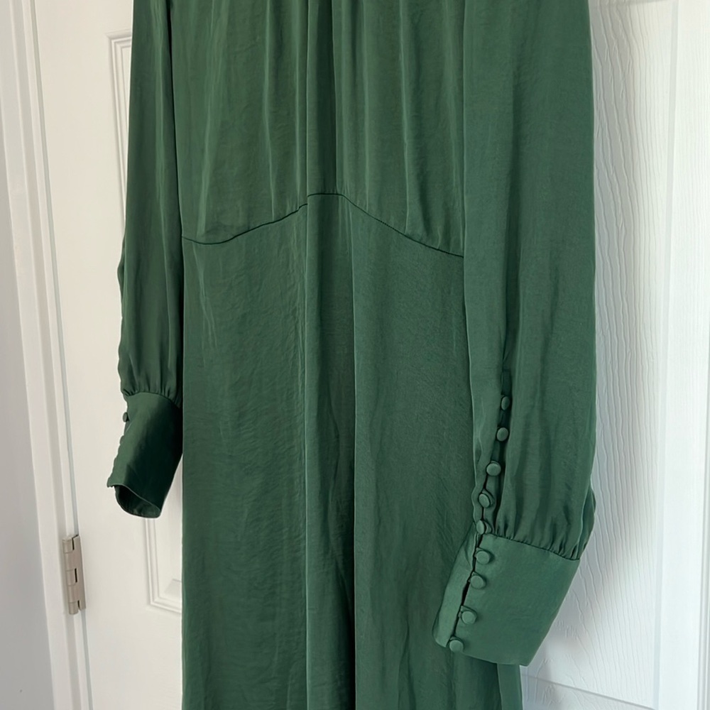 NWT ZARA Elegant Satin Long Sleeve Mock Neck Midi Dress Size Small $80 - Picture 7 of 11